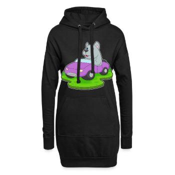 Hund Auto - Hoodie-Kleid - Schwarz - Vorne