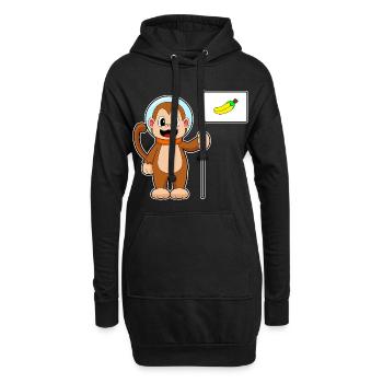 Affe Astronaut Weltraum - Hoodie-Kleid - Schwarz - Vorne