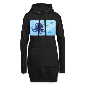 Drôle de pieuvre et de poisson avec des bulles - Sweat-shirt à capuche long Femme - noir - Devant