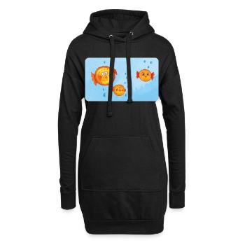 Poissons - Drôle de poisson-globe orange avec des bulles d’air - Sweat-shirt à capuche long Femme - noir - Devant