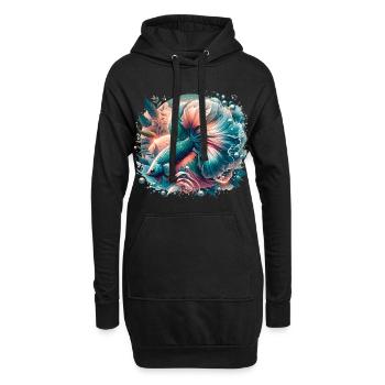 Kampffisch, Betta splendens, bunter Fisch - Hoodie-Kleid - Schwarz - Vorne