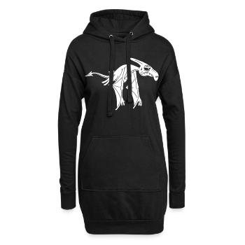 Weißer fliegender Dinosaurier - Hoodie-Kleid - Schwarz - Vorne