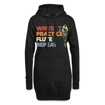 Write Practice Flute Repeat - Hoodie-Kleid - Schwarz - Vorne
