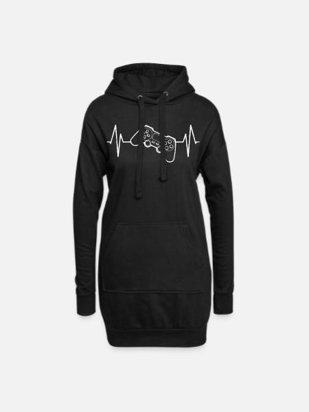 Heartbeat Gamepad ECG - Hoodie Dress - black