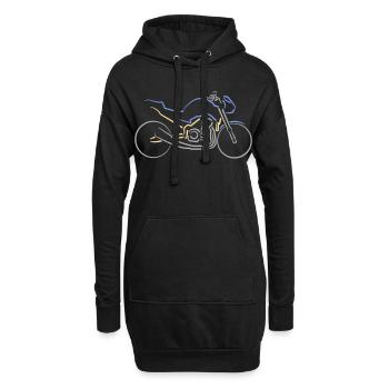 Motorrad Naked-Bike Konturen mehrfarbig - Hoodie-Kleid - Schwarz - Vorne