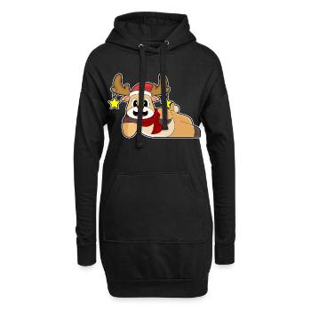 Rentier Weihnachten Winter - Hoodie-Kleid - Schwarz - Vorne