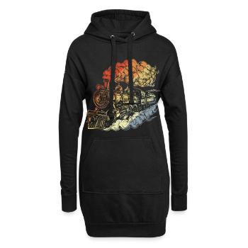Locomotive à vapeur rétro - Sweat-shirt à capuche long Femme - noir - Devant