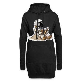 Astronaut bequem auf einem Planeten und liest - Hoodie-Kleid - Schwarz - Vorne