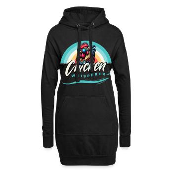Poulet Chuchoteur Poulet Éventail Stylisé - Sweat-shirt à capuche long Femme - noir - Devant