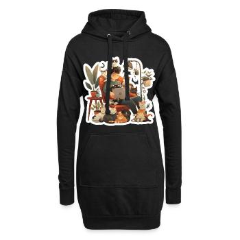 Katzenliebe Katzenbesitzer am Abend Homeoffice - Hoodie-Kleid - Schwarz - Vorne