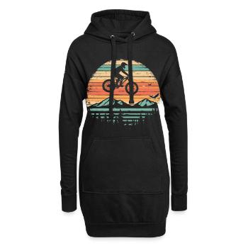 Mountainbike Radfahrer Vintage - Hoodie-Kleid - Schwarz - Vorne