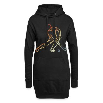 Croquis de hockey sur gazon vintage - Sweat-shirt à capuche long Femme - noir - Devant