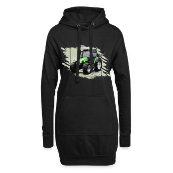 Kleiner grüner Traktor - Hoodie-Kleid - Schwarz - Vorne