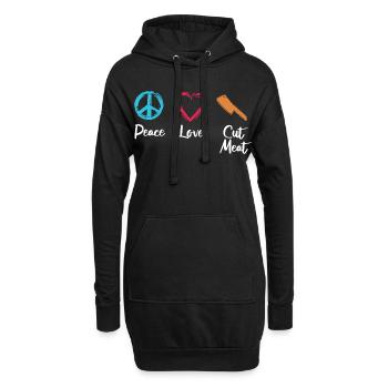 Frieden Liebe Fleisch schneiden - Hoodie-Kleid - Schwarz - Vorne