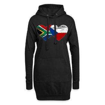 Afrique du Sud République Tchèque Drapeau Coeur Utilisé - Sweat-shirt à capuche long Femme - noir - Devant