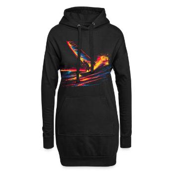 Oldschool Windsurfen - Hoodie-Kleid - Schwarz - Vorne