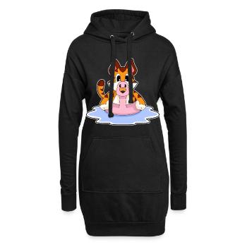 Flamant rose tigré - Sweat-shirt à capuche long Femme - noir - Devant
