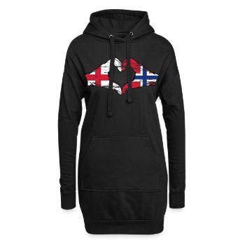 Angleterre Norvège drapeau mains forme coeur utilisé - Sweat-shirt à capuche long Femme - noir - Devant