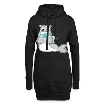 Poisson phoque - Sweat-shirt à capuche long Femme - noir - Devant