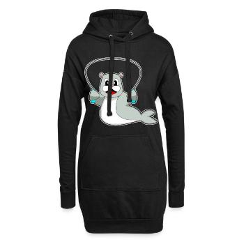 Fitness à la corde à sauter sur la corde du phoque - Sweat-shirt à capuche long Femme - noir - Devant