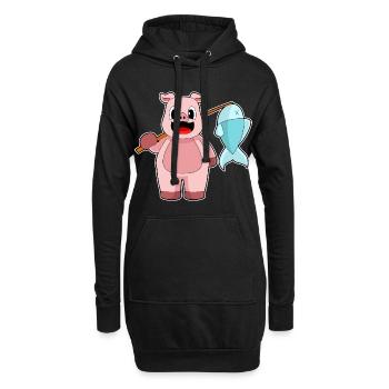 Pêche au poisson pêcheur cochon - Sweat-shirt à capuche long Femme - noir - Devant