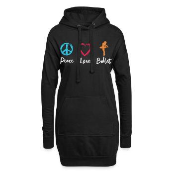 Frieden Liebe Ballett - Hoodie-Kleid - Schwarz - Vorne