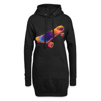 Skateboard Illustration - Hoodie-Kleid - Schwarz - Vorne