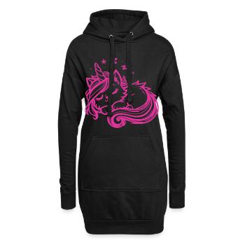 Chat licorne endormi (rose) - Sweat-shirt à capuche long Femme - noir - Devant