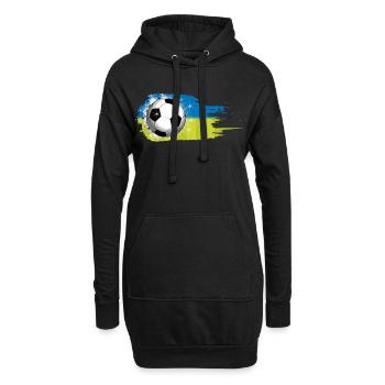 Football - Bleu Vert - Conception de coup de pinceau - Sweat-shirt à capuche long Femme - noir - Devant