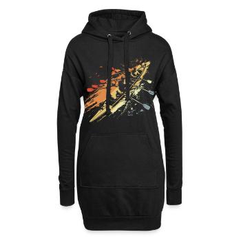 Retro Ruderteam Grafik - Hoodie-Kleid - Schwarz - Vorne