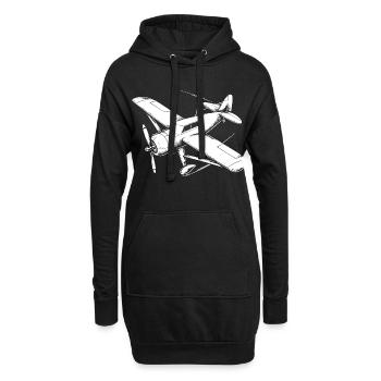 Propellerflugzeug Zeichnung - Hoodie-Kleid - Schwarz - Vorne