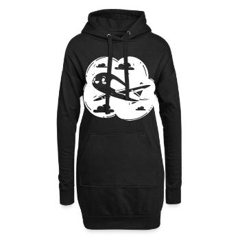 Dessin de l’avion d’hélice - Sweat-shirt à capuche long Femme - noir - Devant