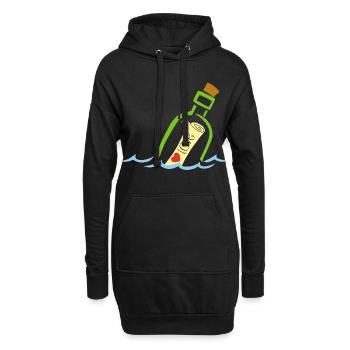 Eine Flasche im Meer - Hoodie-Kleid - Schwarz - Vorne