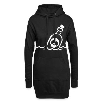 Crâne blanc en bouteille - Sweat-shirt à capuche long Femme - noir - Devant