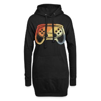 Dessin de manette de jeu vintage - Sweat-shirt à capuche long Femme - noir - Devant