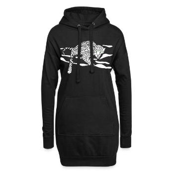 Silhouette de saut léopard - Sweat-shirt à capuche long Femme - noir - Devant