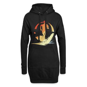 Marathon Läufer Skizze Vintage - Hoodie-Kleid - Schwarz - Vorne