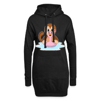 Affe Flamingo - Hoodie-Kleid - Schwarz - Vorne