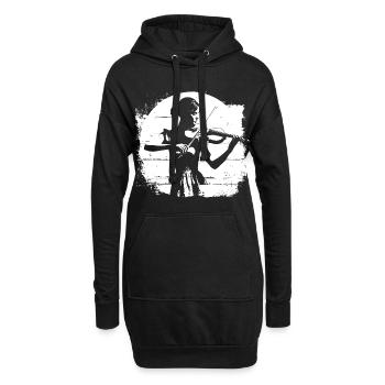 Violons Femme Dessin - Sweat-shirt à capuche long Femme - noir - Devant