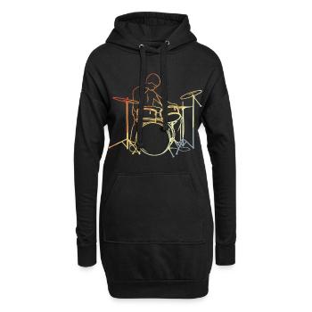 Schlagzeuger Vintage Look - Hoodie-Kleid - Schwarz - Vorne