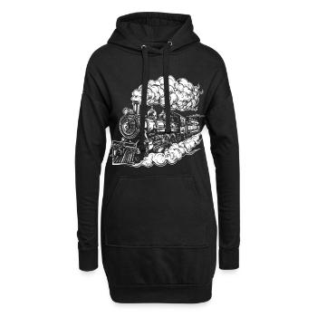 Dampflokomotive Grafik - Hoodie-Kleid - Schwarz - Vorne