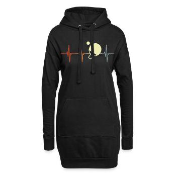 Tischtennis Herzschlag Retro - Hoodie-Kleid - Schwarz - Vorne