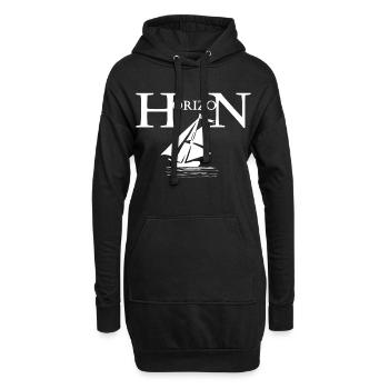 bateau blanc et horizon - Sweat-shirt à capuche long Femme - noir - Devant
