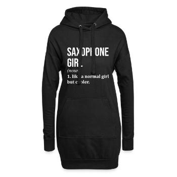 saxophone - Sweat-shirt à capuche long Femme - noir - Devant