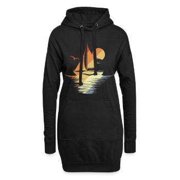 Vintage Segelgrafik - Hoodie-Kleid - Schwarz - Vorne