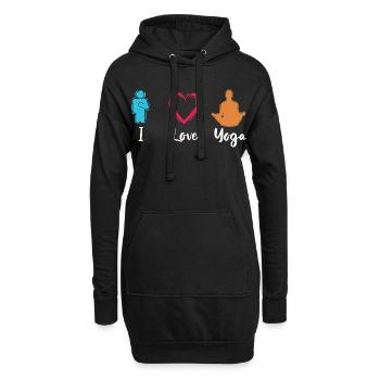 J’adore le yoga - Sweat-shirt à capuche long Femme - noir - Devant