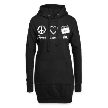 Frieden Liebe 80er Jahre - Hoodie-Kleid - Schwarz - Vorne