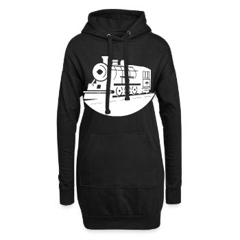 Dessin de locomotive - Sweat-shirt à capuche long Femme - noir - Devant
