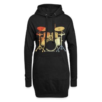 Drum Set Vintage Look - Hoodie Dress - black - Front