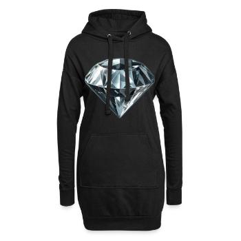 Kostbarer Diamant Edelstein - Hoodie-Kleid - Schwarz - Vorne